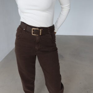 Spodnie mom fit Lumina brązowe